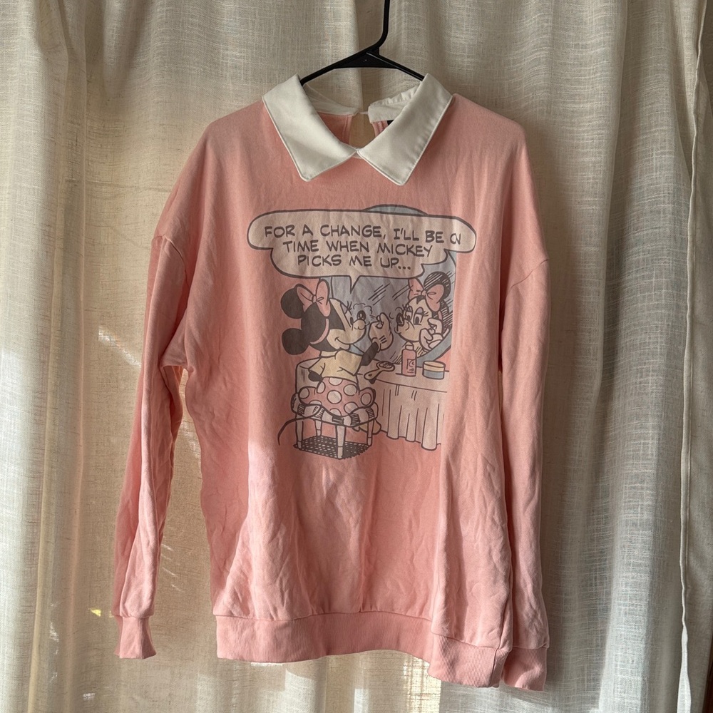 Cakeworthy Pink Minnie Mouse Sweater with White Collar